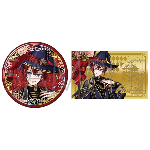 ディズニー ツイステッドワンダーランド　オーロラ箔押し缶バッジ＆メタルカードセット　ブルームバースデーver.／リドル・ローズハート【受注生産商品】