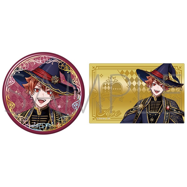 ディズニー ツイステッドワンダーランド　オーロラ箔押し缶バッジ＆メタルカードセット　ブルームバースデーver.／エース・トラッポラ【受注生産商品】