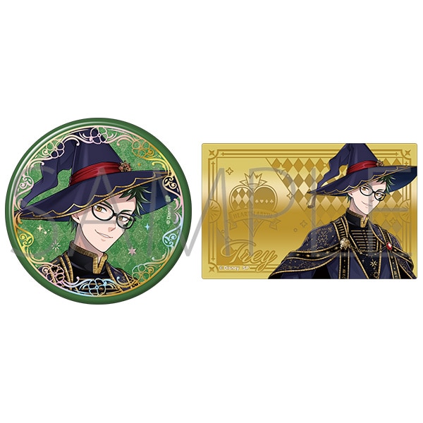 ディズニー ツイステッドワンダーランド　オーロラ箔押し缶バッジ＆メタルカードセット　ブルームバースデーver.／トレイ・クローバー【受注生産商品】