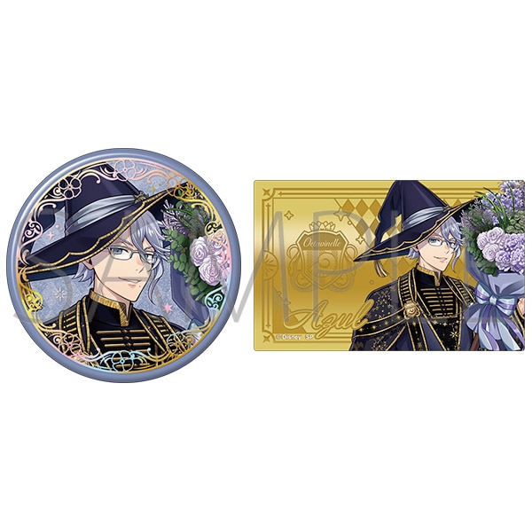 ディズニー ツイステッドワンダーランド　オーロラ箔押し缶バッジ＆メタルカードセット　ブルームバースデーver.／アズール・アーシェングロット【受注生産商品】