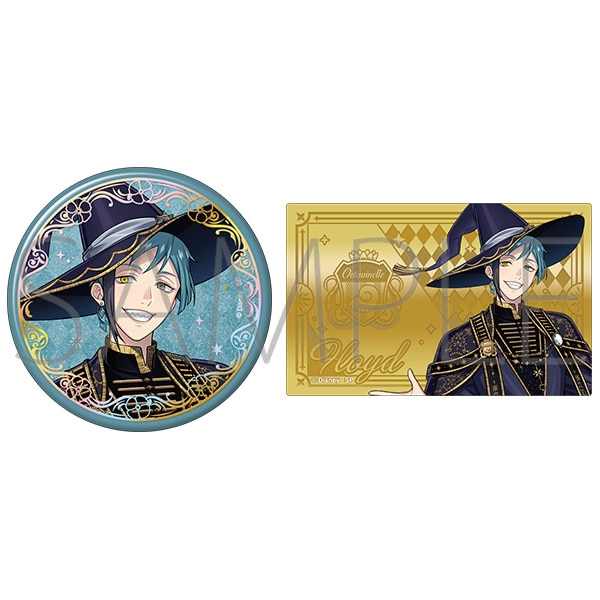 ディズニー ツイステッドワンダーランド　オーロラ箔押し缶バッジ＆メタルカードセット　ブルームバースデーver.／フロイド・リーチ【受注生産商品】