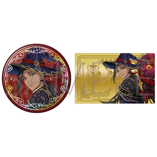 ディズニー ツイステッドワンダーランド オーロラ箔押し缶バッジ&メタルカードセット ブルームバースデーver./ジャミル・バイパー【受注生産商品】
