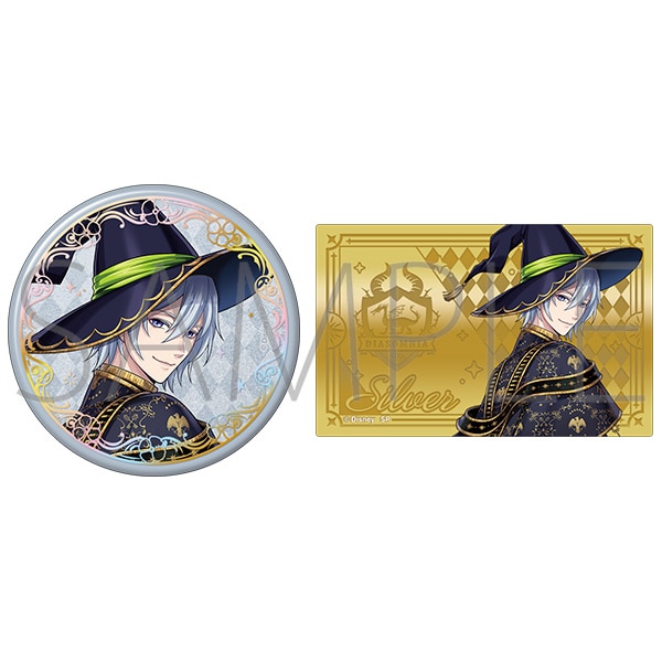 ディズニー ツイステッドワンダーランド　オーロラ箔押し缶バッジ＆メタルカードセット　ブルームバースデーver.／シルバー【受注生産商品】