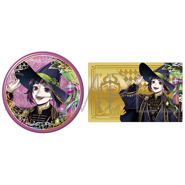 ディズニー ツイステッドワンダーランド　オーロラ箔押し缶バッジ＆メタルカードセット　ブルームバースデーver.／リリア・ヴァンルージュ【受注生産商品】