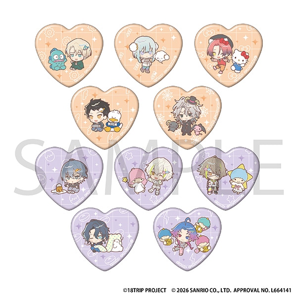 18TRIP ハート形キャラバッジコレクション/夕・夜班 サンリオキャラクターズ