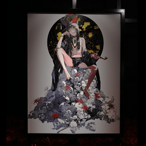 LAM 三毒掛け軸　千客万雷 Amazon.co.jp: LAM 個展 千客万雷 掛け軸 三毒 「癡」 : おもちゃ