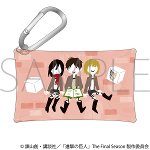 進撃の巨人 カラビナ付きクリアポーチ/ゆるパレット エレン&ミカサ&アルミン