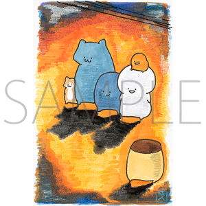 お文具といっしょ 複製原画 銀杏と紅葉【受注生産商品】: キャラ